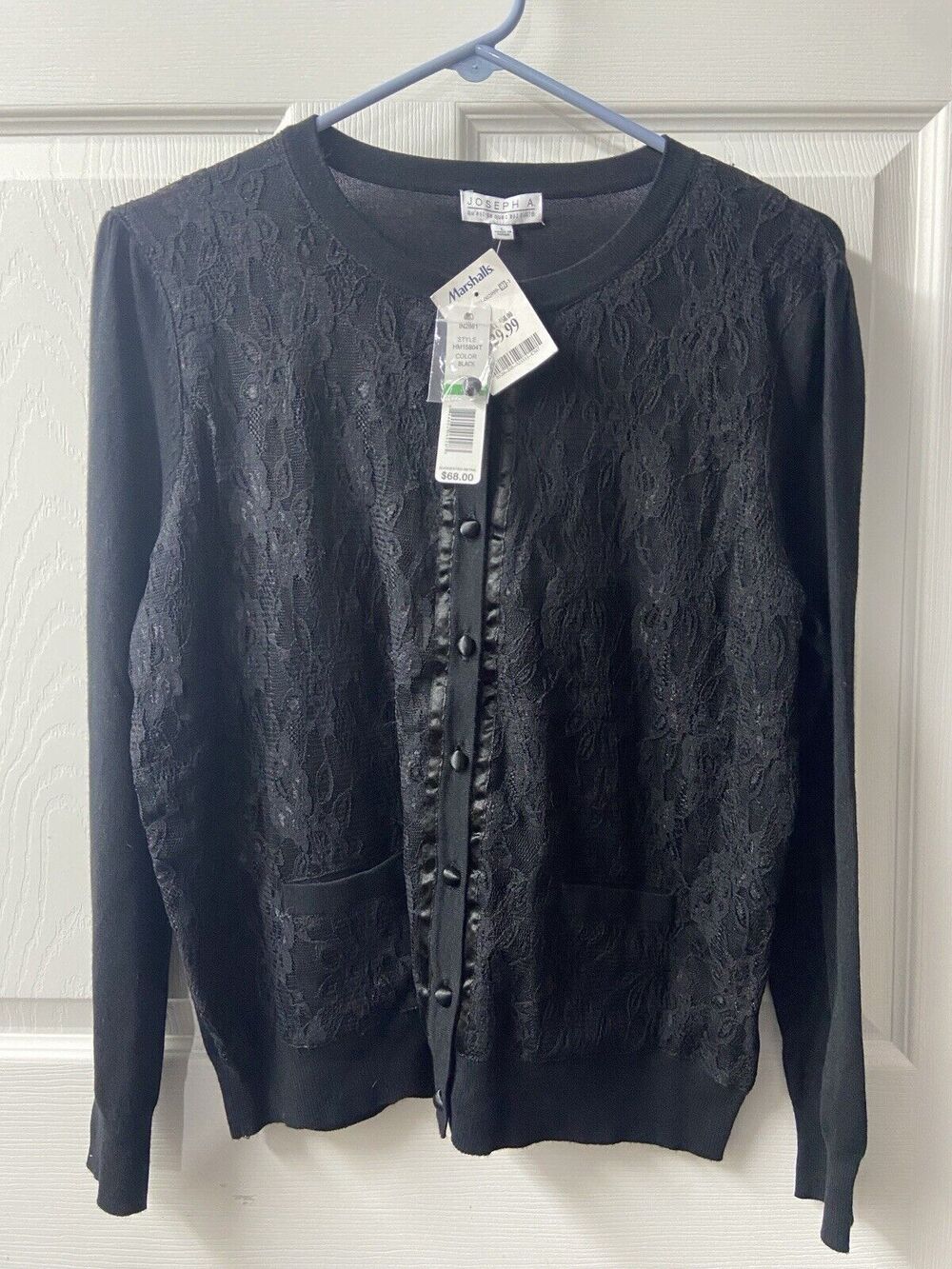 Joseph A Sweater Womens Large Lace Trimmed Long Sleeved Cardigan Witchycore NWT